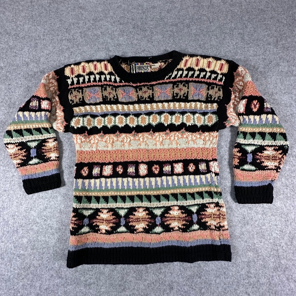 Forenza Sweater Womens Large Multicolor Vintage Fair Isle Crewneck Patterned